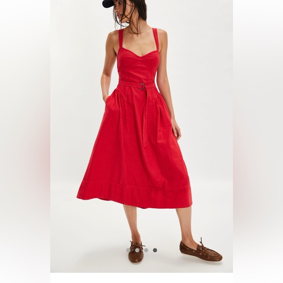 Free People Red Midi Dress - Picture 3 of 8